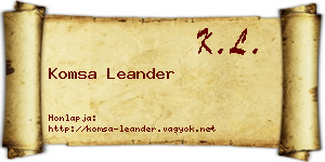 Komsa Leander névjegykártya